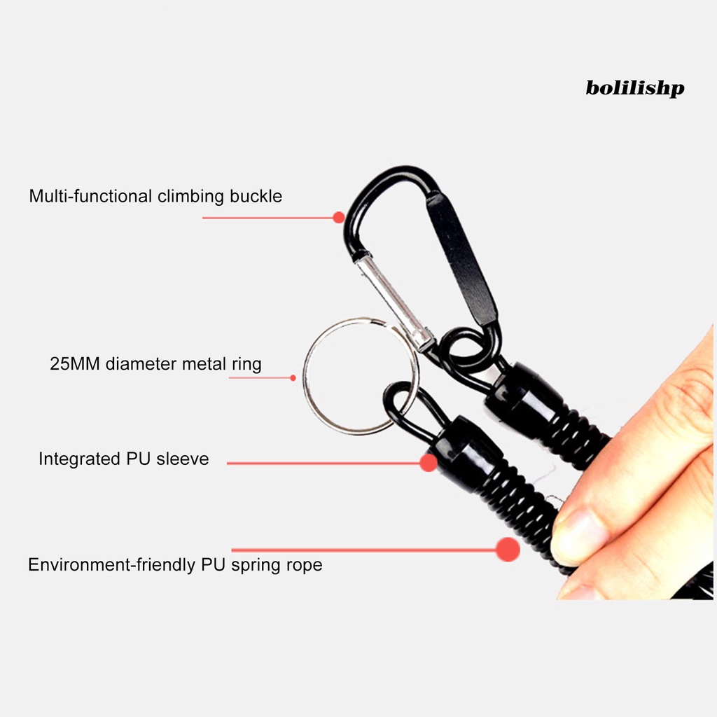 Bo-anti Hilang Tali Ditarik Elastis Dengan Keyring Carabiner Multifungsi Anti-Pencurian TPU Digulung Musim Semi Memancing Anti-lost Safety Lanyard Perlengkapan Luar Ruangan