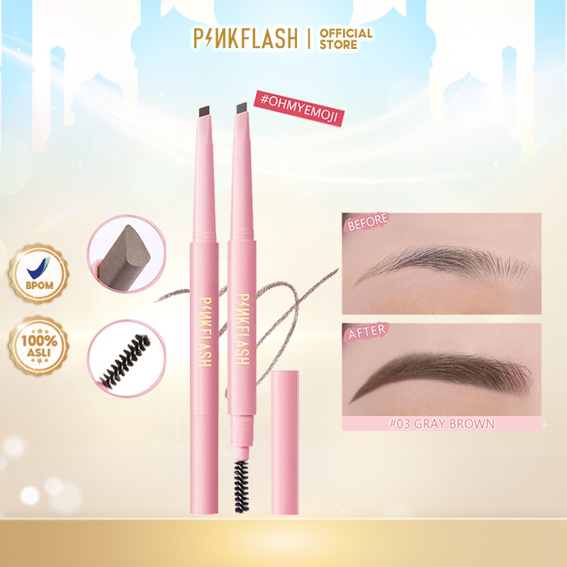 PINKFLASH OhMyEmoji Automatic Eyebrow Pencil Tahan Air Ujung pensil yang dapat  Pigmen Pensil Alis