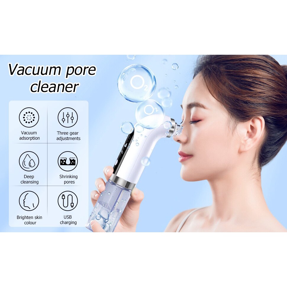 Penghilang Komedo Elektrik Vacum Perawatan Kulit Wajah Whitehead Acne Vacum Sedot Pori Clean Machine Alat Kecantikan Pori