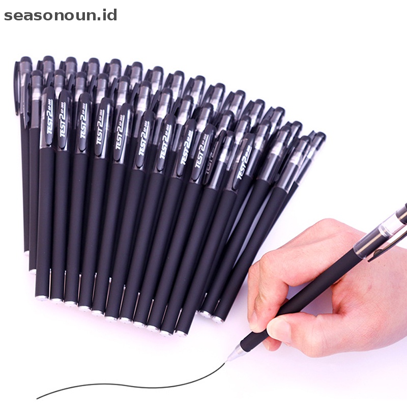 Seasonoun 10pcs Pen Bola Tinta Cair Bening 0.5 0.38mm Kualitas Tinggi Untuk Kantor Sekolah Siswa.