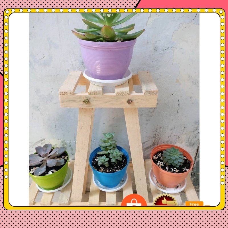 Rak Bunga Susun Kayu Minimalis