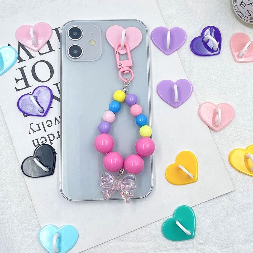 Pineapple 10PCS Heart Phone Holder Dengan Perekat Clasp Kawaii Metal Stand Hook