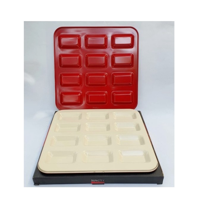 Suncity 12 Rectangular Cups Cake Pan RED / Loyang Financier Persegi/ loyang kue