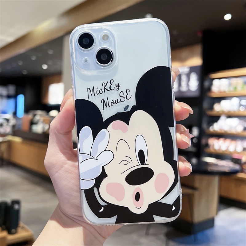 IPHONE Casing TPU Cair Disney Mickey Minnie Lucu Untuk Iphone14 13 12 11 Pro Max Mini XS X XR SE 6 7 8 Plus Soft Cover