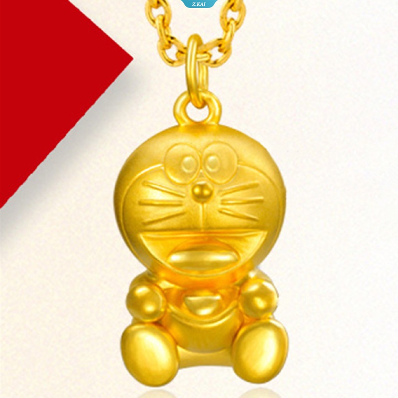 Sole Memory Kartun Doraemon Warna Emas Kalung Untuk Wanita Fashion Perhiasan Pesta Hadiah Ulang Tahun [ZK]