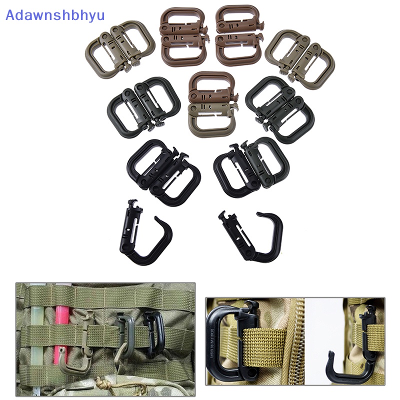 Adhyu 5pcs molle carabiner d Pengunci ring Plastik Klip ring Gesper carabiner Gantungan Kunci ID
