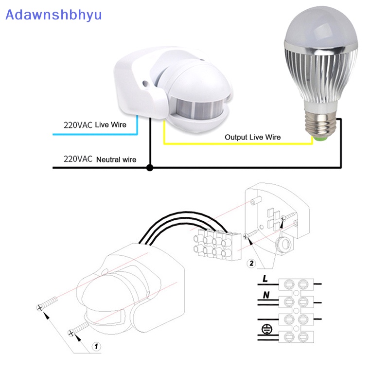 Adhyu AC 220V-240V 110V 180derajat Luar Ruangan IP44 Infrared Sensor Gerak Swich Detector ID