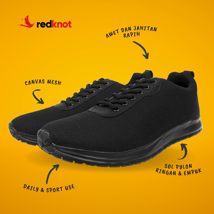 (COD) Redknot Expansion Hitam Sol Hitam Sepatu Sneakers Pria - Hitam Sol Hitam, 40