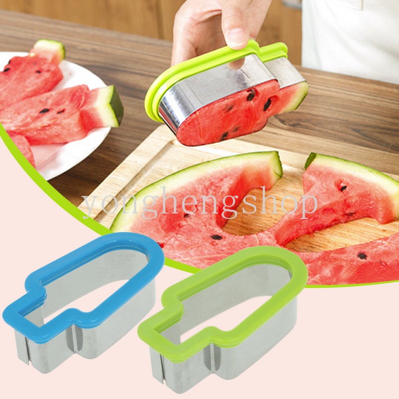 Kreatif Stainless Steel Watermelon Slicer Cutting Cetakan Popsicle Berbentuk Buah Air Melon Cutter Cookie Sandwich Mold Aksesoris Dapur