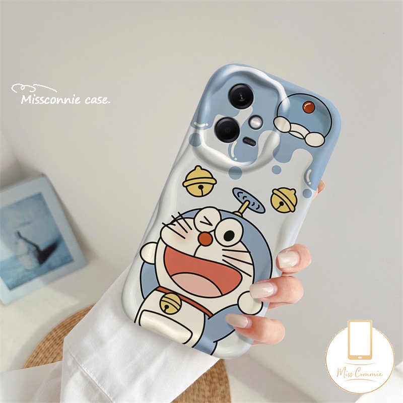 Casing Manyo Kartun Doraemon Lucu Untuk Vivo Y35 Y36 Y02T Y22 Y22s Y12i Y20 Y15 Y16 Y11 Y12 Y93 Y95 Y17 Y02 Y20A Y20s Y31 Y91C Y53s Y50 Y15A Y21s Y15s Y01 Y91 3D Casing Tepi Lengkung Bergelombang