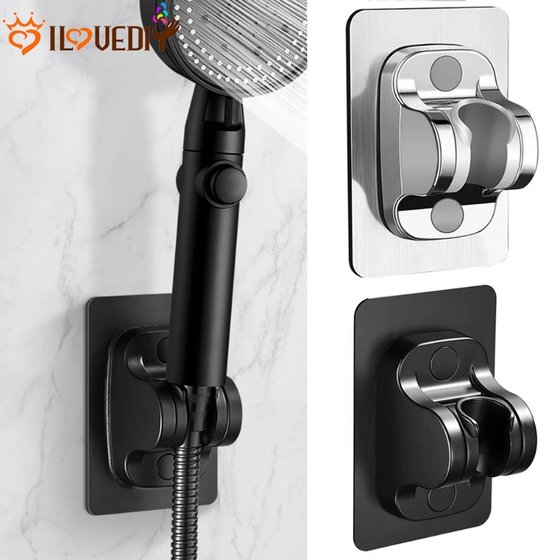 Stand Kepala Shower Bidet Kamar Mandi Tempel Dinding Aksesoris Dapur Rotasi 90derajat Shower Head Bracket Bathroom Shower Head Holder Nozzle Holder Bracket Punch Free Shower Holder