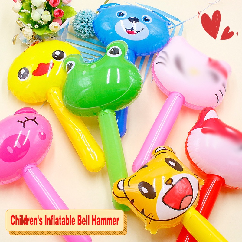 Animal Head Handheld Stick Mainan Tiup Anak Palu Lonceng Tiup/Balon Tiup Kartun/Tongkat Tangan Anak/Mainan Aktivitas Orang Tua-Anak Tk