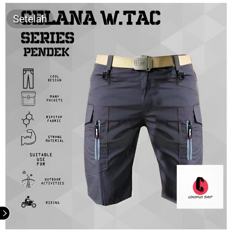 Celana Pendek W.Tac Tactical Cargo Bahan Kuat Kualitas Premium