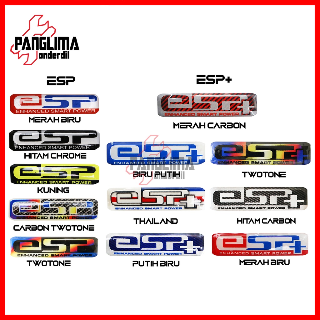 Stiker 3D eSP Esp+ Emblem Sticker Timbul Logo Thailand Twotone Kuning Hitam Chome Karbon Biru Merah Putih Muncul Tutup Box Filter Veloscope Honda Vario Beat Scoopy Dll