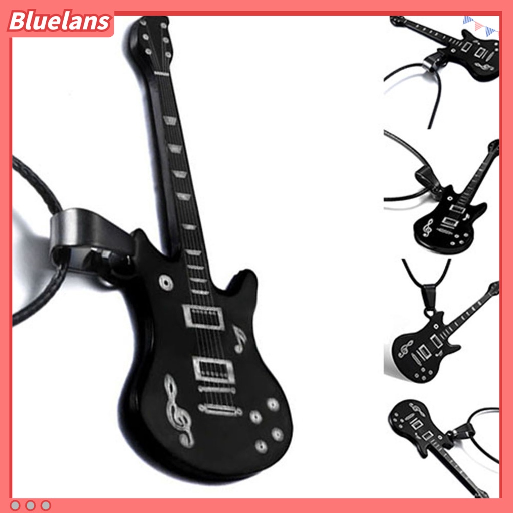 [BLS] Kalung Bahan Stainless Steel Motif Not Musik Bentuk Gitar Bergaya Keren Untuk Pria Hadiah Festival