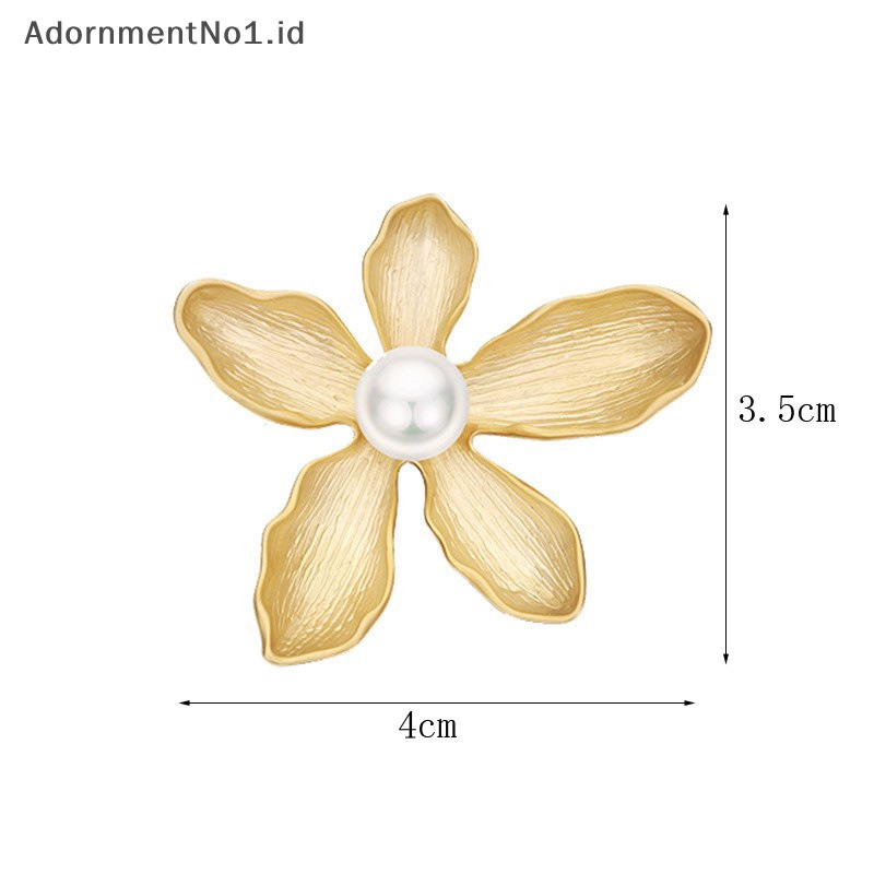 [AdornmentNo1] Bros Bunga Lima Kelopak Mutiara Antik Untuk Wanita Pakaian Pesta Lapel Pin Aksesoris Hadiah [ID]