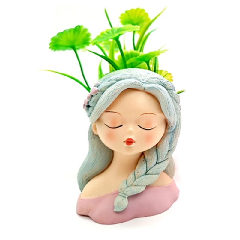 Siy Kepang Samping Gadis Cetakan Silikon Flower Girl Planter Mold Cetakan Resin Pot Bunga