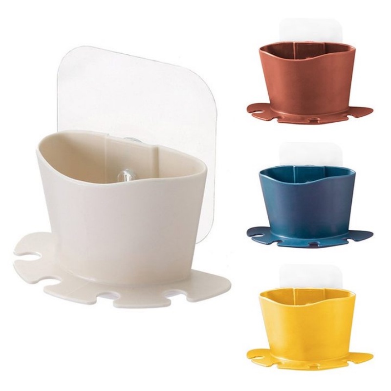 Sederhana Bebas Pukulan Mulus 4warna Opsional Dispenser Sikat Gigi Pemegang Jenggot Alat Cukur Rak Penyimpanan Self-adhesive Dinding Rak Pasta Gigi Kamar Mandi Aksesoris Rumah Tangga