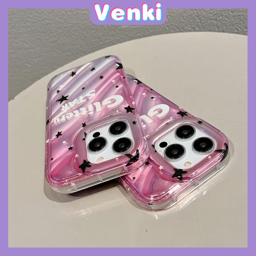 VENKI - For iPhone 11 iPhone Case Laser Reflective Transparent Phone Case TPU Soft Shockproof Airbag Case Protective Camera English Stars Compatible with iPhone 14 13 Pro max 12