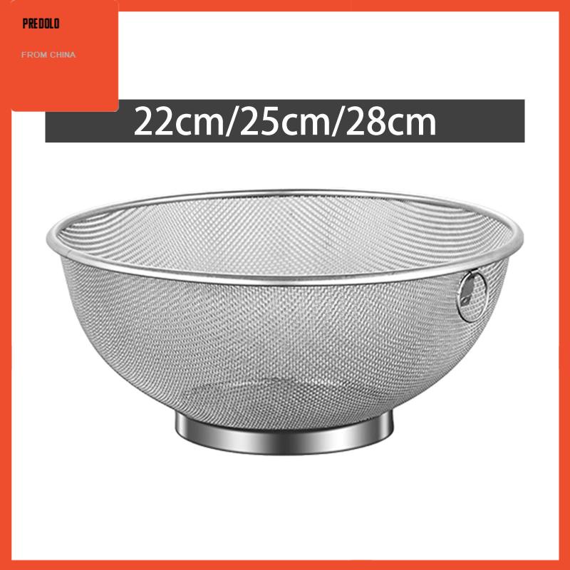 [Predolo] Keranjang Buah Kawat Logam, Metal Colander Saringan Jaring Halus Stainless Steel Serbaguna, Drainer Mangkok Untuk Counter Meja, Sayur