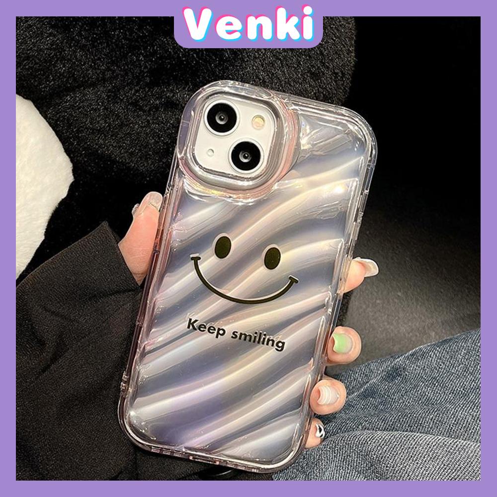 VENKI - For iPhone 11 iPhone Case Laser Reflective Transparent Phone Case TPU Soft Shockproof Airbag Case Protective Smile Face English Compatible with iPhone 14 13 Pro max 12 Pro