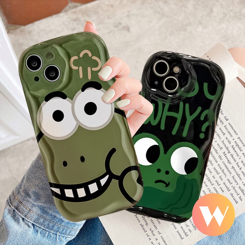 IPHONE Monster Kecil Baru 3D Wavy Curved Edge Soft Tpu Lovers Cover Kompatibel Untuk Iphone7 8 Plus 6s 6x XS Max SE 2020 11 12 13 14 Pro Max XR Pasangan Kartun Lucu Cute Frog Case