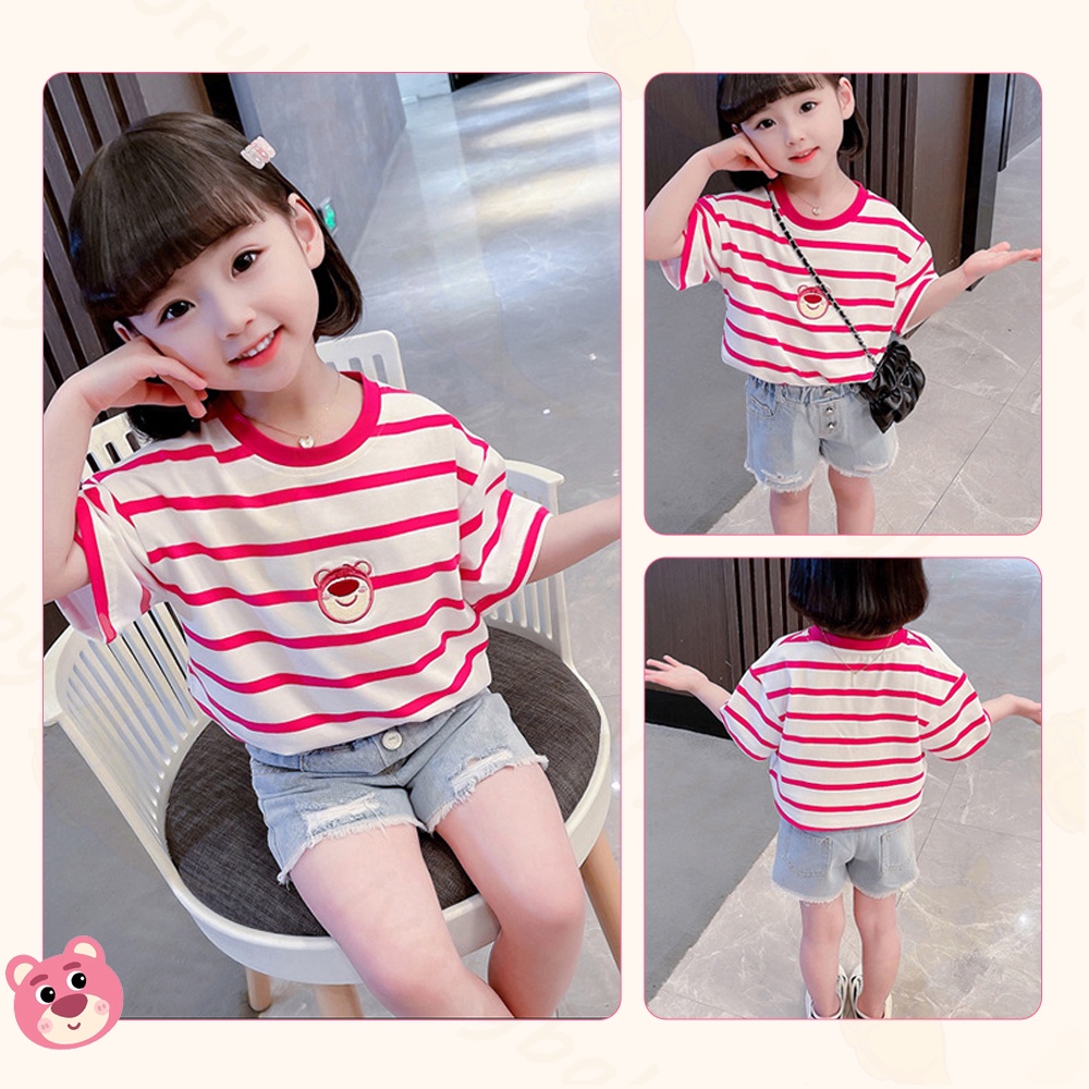 Ivorybaby Pinky bear T-shirt Kaos anak perempuan katun Baju anak cewek