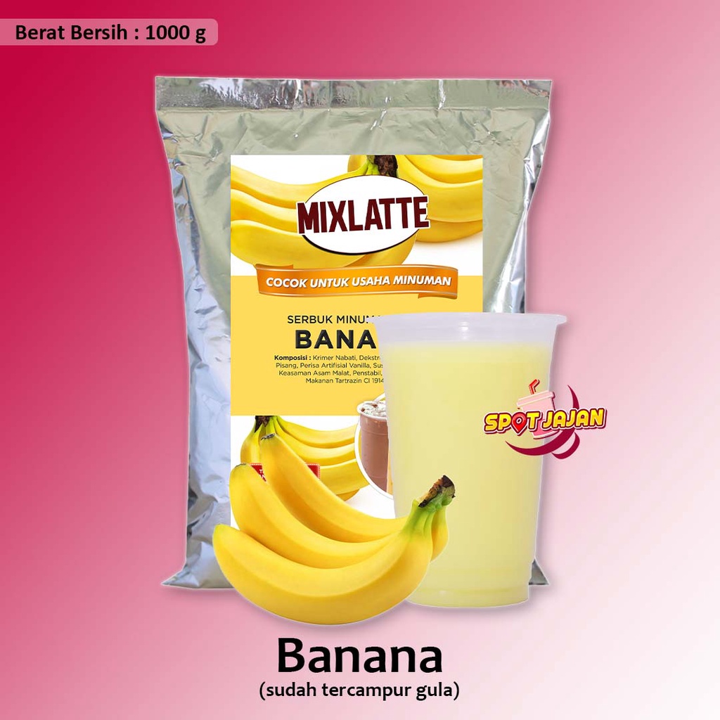 

MIXLATTE Banana 1 kg Bubuk Minuman Dengan Gula / Serbuk Minuman Instan Rasa Buah Pisang