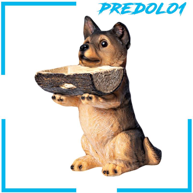 [Predolo1] Patung Anjing Dengan Nampan Puppy Figurine Storage Untuk Kamar Tidur Rak Buku Restoran