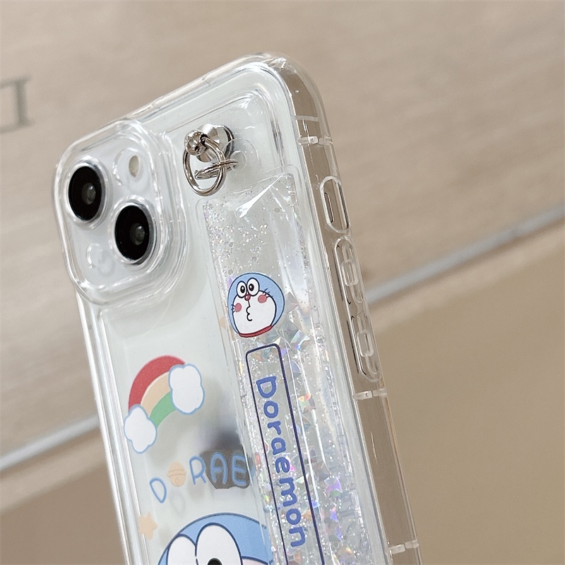 IPHONE Casing Kartun Transparan Cocok Untuk Iphone14 13 12 11 Pro Max Doraemon Mobile Wristband Protection Case