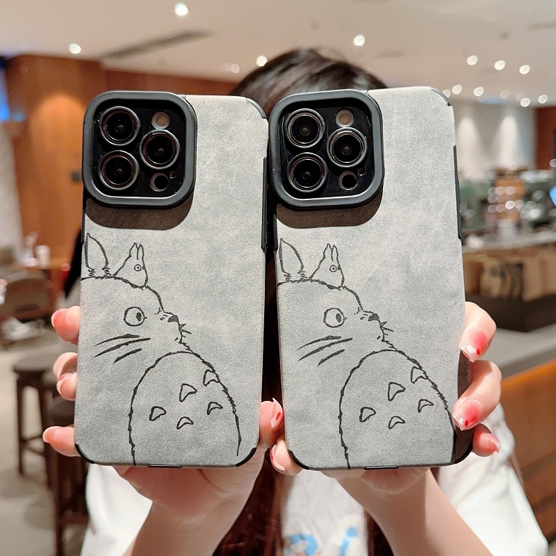 IPHONE Casing Pelindung Bahan Kulit Untuk Iphone14 13 12 11 Pro MAX X XR XS Max7 8 Plus soft case Totoro Anti-drop Lucu