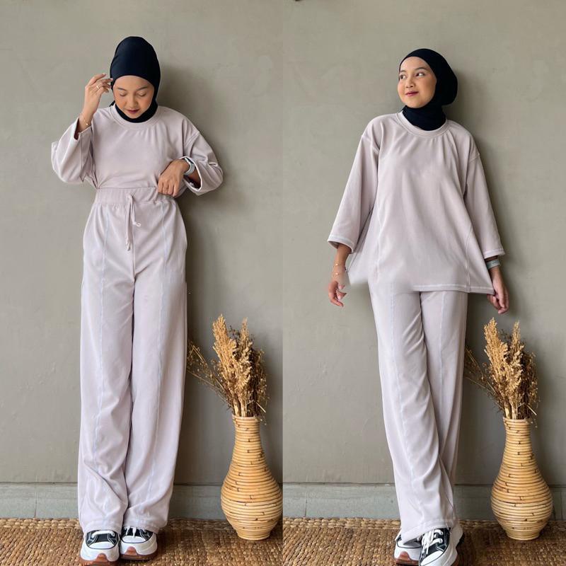 BEFAST - ZNF OOTD WANITA ONESET REVA / Set Milo Knit RIB / Fashion Wanita Remaja ABG Trendy / Oneset Wanita Keluaran Terbaru / OOTD Wanita Ala Korean Style / Pakaian Kekinian Remaja Wanita / Outfit Daily Wanita Hijab Simple / Setelan Polos Formal