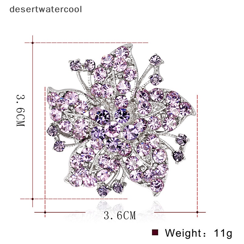Deid Wanita Fashion Kristal Bunga Besar Bros Pin Berlian Imitasi Pesona Pernikahan Bros Martijn