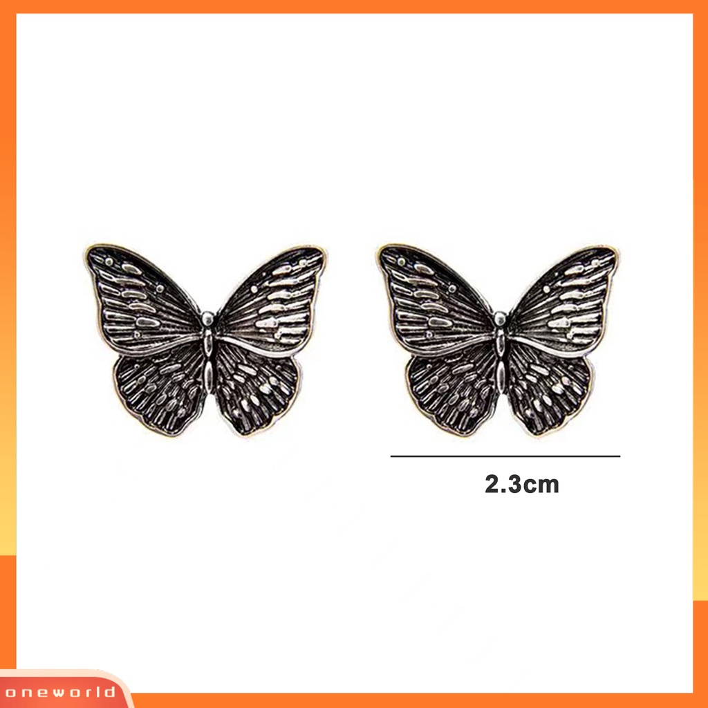 [ONE] 1pasang Anting Kupu-Kupu Vintage 3D Desain Hip Hop Retro Electroplating Anting Tusuk Geometris Untuk Wanita