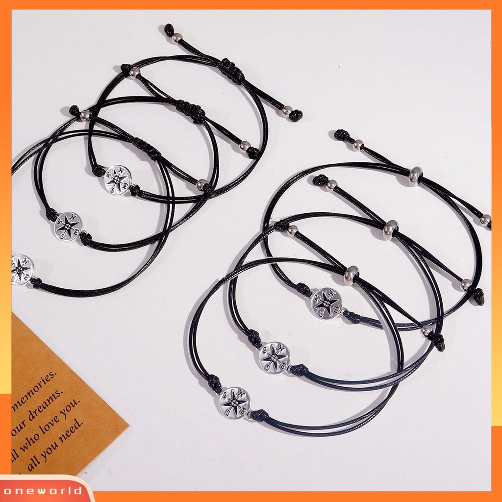 [ONE] 5pcs /Set Siswa Gelang Kompas Dengan Kartu Inspiratif Handmade Braided Rope Adjustable Hadiah Musim Wisuda Gadis Gelang Kompas Pakaian Sehari-Hari