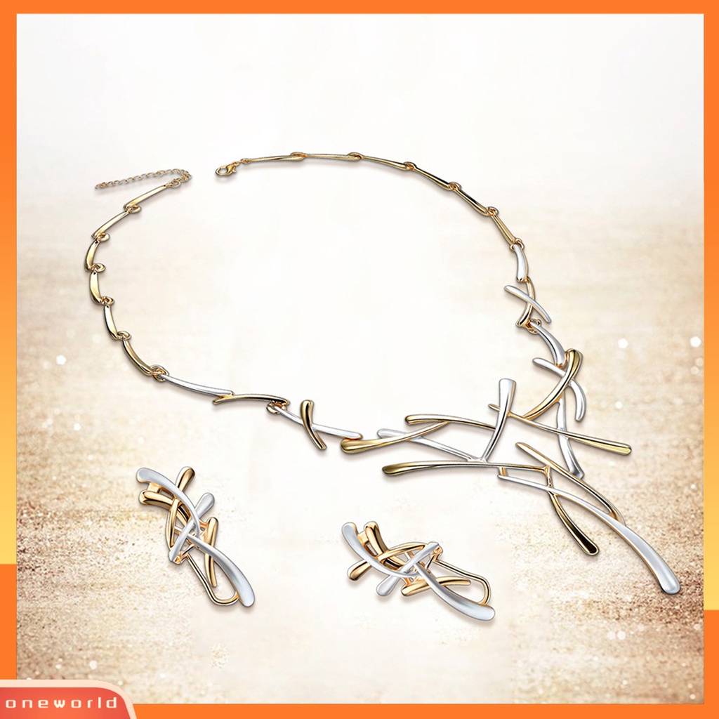 [ONE] 1set Set Kalung Anting Portabel Tahan Korosi Paduan Cabang Pola Salib Wanita Set Perhiasan Untuk Pakaian Sehari-Hari