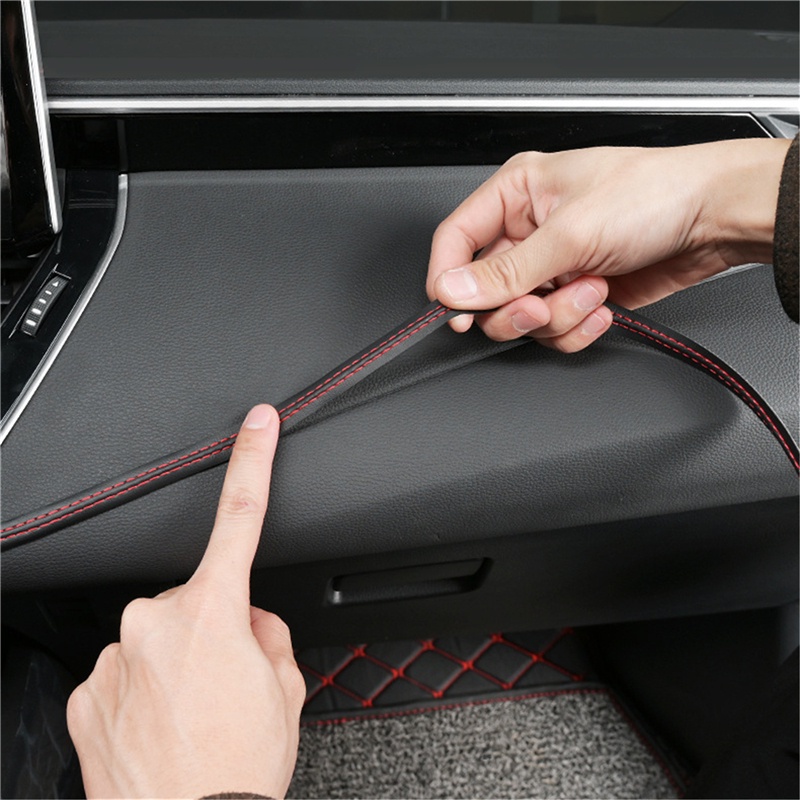 Strip Garis Hias Kepang Bahan Kulit Pu Untuk Stiker Dashboard Pintu  Strip DIY Interior Mobil Universal Flexible Dekorasi Interior Molding Trim
