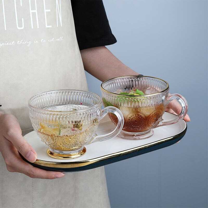 Gelas Cangkir Minum Sun Flower Retro Pattern 325ml - A1