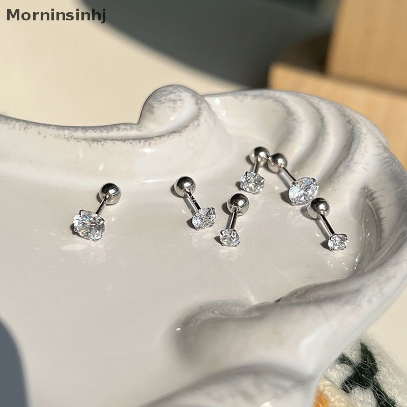 Mornin 1pasang 3/4/5mm Crystal Zircon Ear Studs Earrings Untuk Wanita Stainless steel Tulang Rawan Helix Telinga Tulang Kuku Telinga Perhiasan Hadiah id