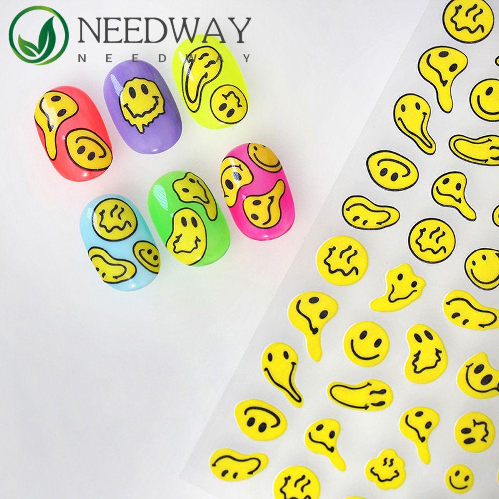 Needway   Kartun Stiker Kuku Gadis Warna-Warni Perekat Diri Anjing Api Nail Art Dekorasi