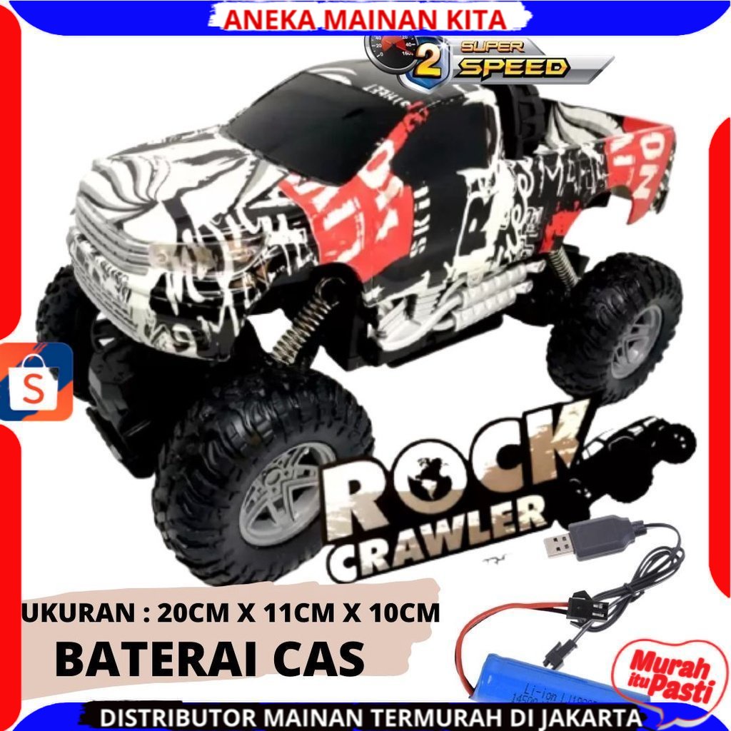 (BISA COD) PROMO MOBIL REMOTE CONTROL ROCK 4 CRAWLER PICK UP 2WD BATERAI CAS