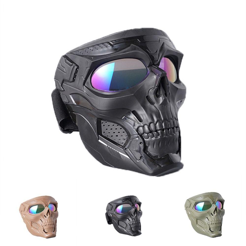 Agustinina Motocross Skulls Mask Outdoor Knight Peralatan Perlindungan Pelindung Mata Bentuk Hantu Tengkorak Kacamata Angin Masker Wajah Pelindung Cermin Angin Wind-proof Kacamata Motor