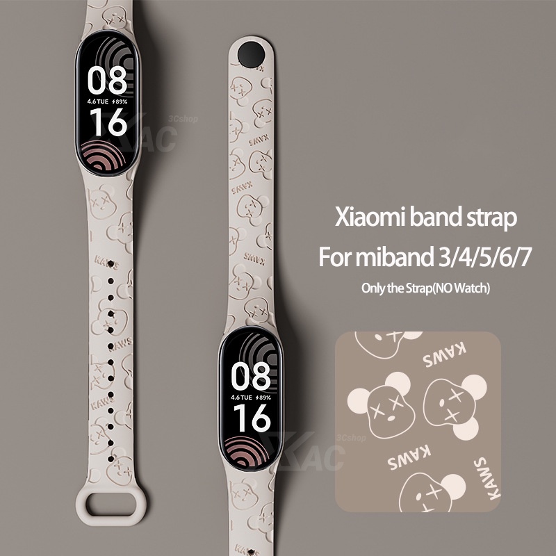 3D Laser Embossed Strap for Mi Band 7 6 5 4 3 Bracelet Xiaomi Mi Band 5 4 Strap Silicone Sport Watchband for Wristband 7 6 3 Replacement Wristband