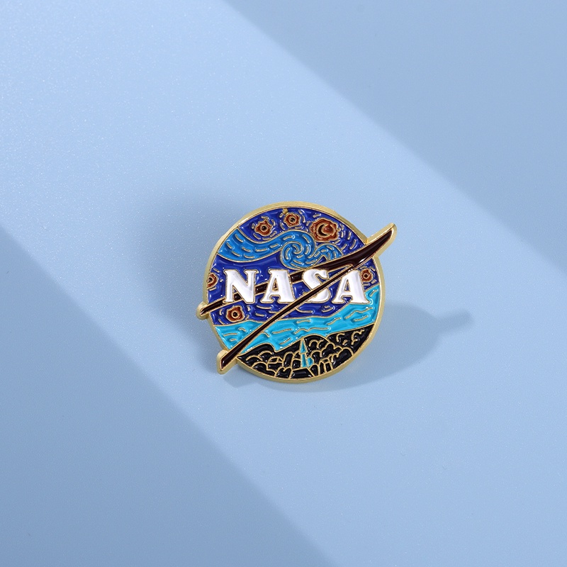 Van Gogh Bintang Luar Angkasa Enamel Bros NASA Alloy Bros Pakaian Lencana Tas Dekorasi