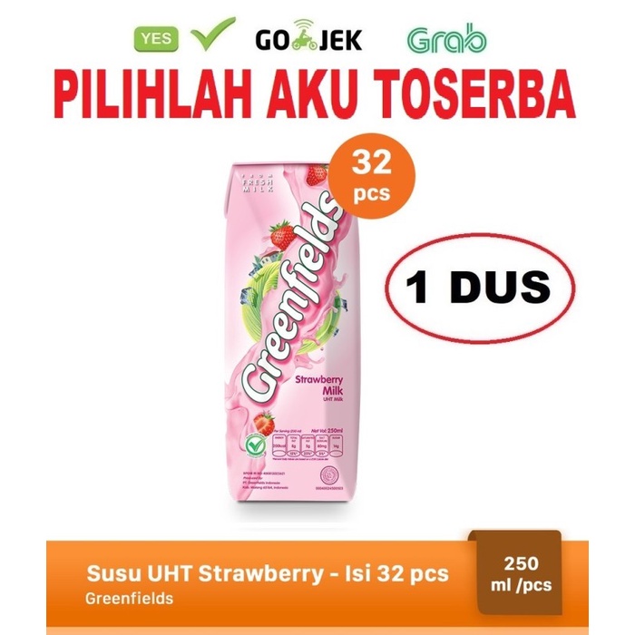 

Susu Greenfields STRAWBERRY 250 ml - (HARGA 1 DUS ISI 32 pcs)