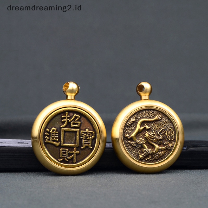 (drea) Vintage Tembaga Tali Beruntung Gantungan Kunci Liontin Kuningan Good Luck Fengshui Keychain Cina 12 Zodiak Hewan Tag Mobil Gantungan Kunci Liontin Hadiah //