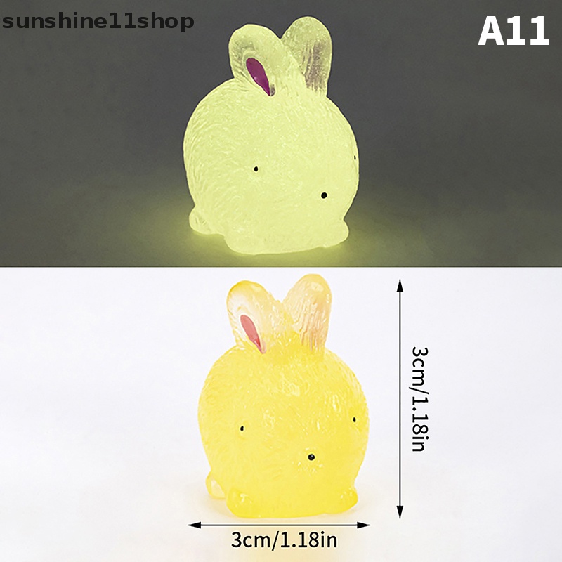 Sho 2 Pcs Mini Neon Kelinci Ornamen Miniatur Angka Kelinci Kecil Resin Kerajinan Tangan Mikro Lanskap Dekorasi Rumah Boneka N