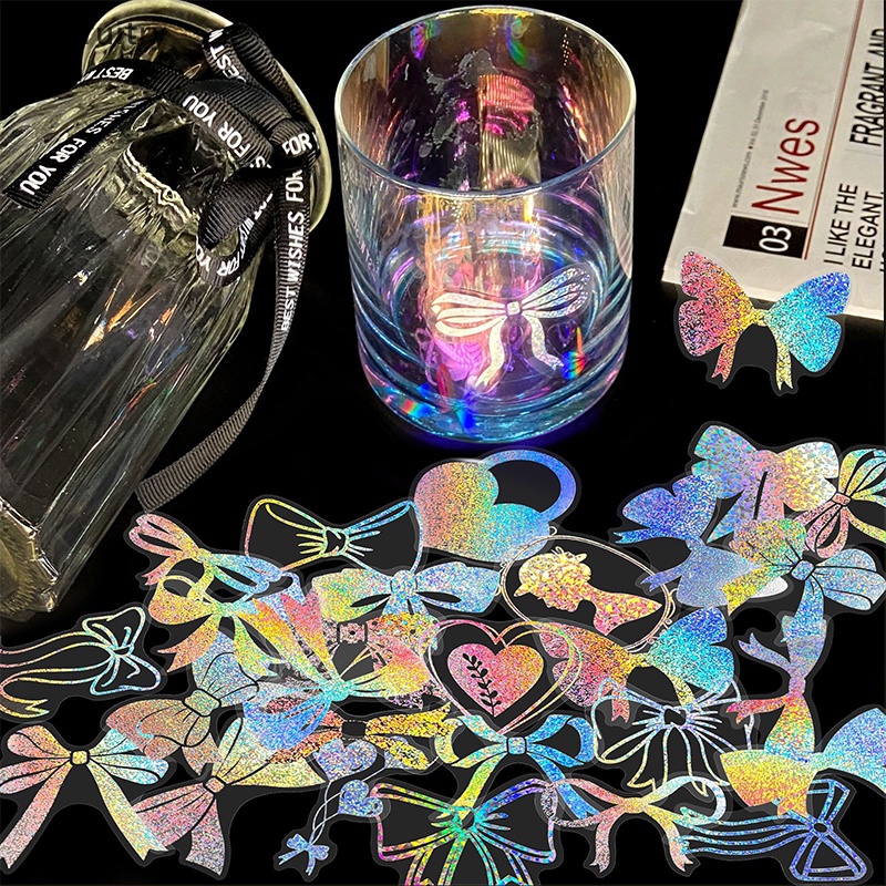 Prt 100pcs Transparan Lucu Kartun Anime Laser Horaphic Stiker Aesthetic Butterfly Decal Scrapbook Laptop Telepon Mobil Lucu Stiker Untuk Gadis PRT
