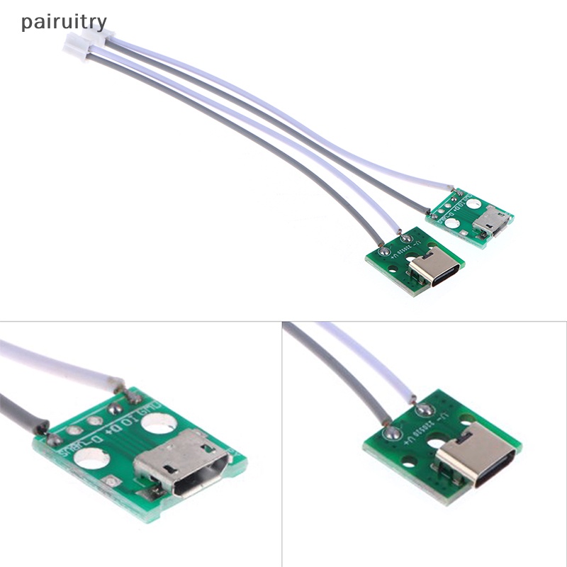 Prt Type-C Micro USB To DIP Adapter Female Konektor B Type PCB Converter Breadboard USB-01 Switch Board SMT Ibu Duduk Dengan Kawat PRT