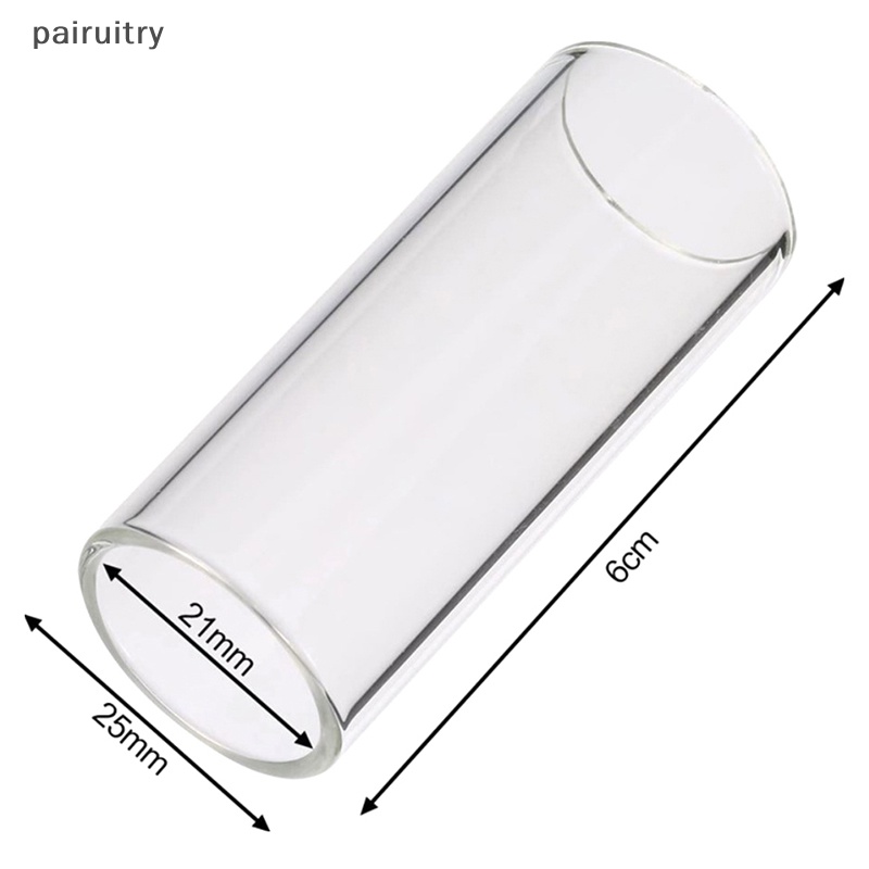 Prt 2Pcs Slider Gitar 60MM Slide Kaca Dan Slide Stainless Steel Slide Medium Bottleneck Slide Untuk Gitar Bass (Transparan Dan Silver) PRT